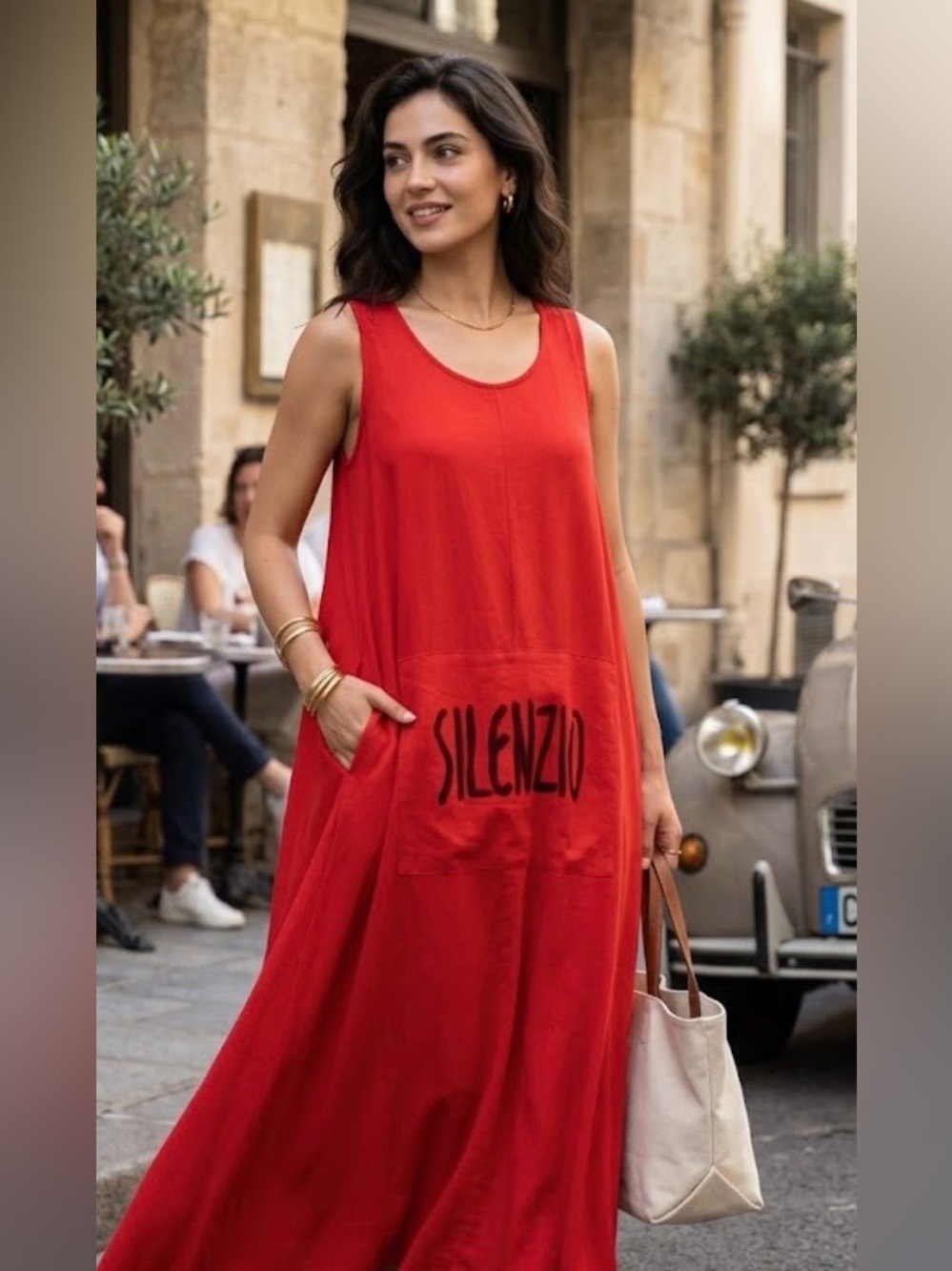 Red Sleeveless Asymmetrical Maxi Dress